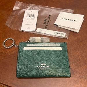 Coach Keychain Wallet Green Silver New With Tags